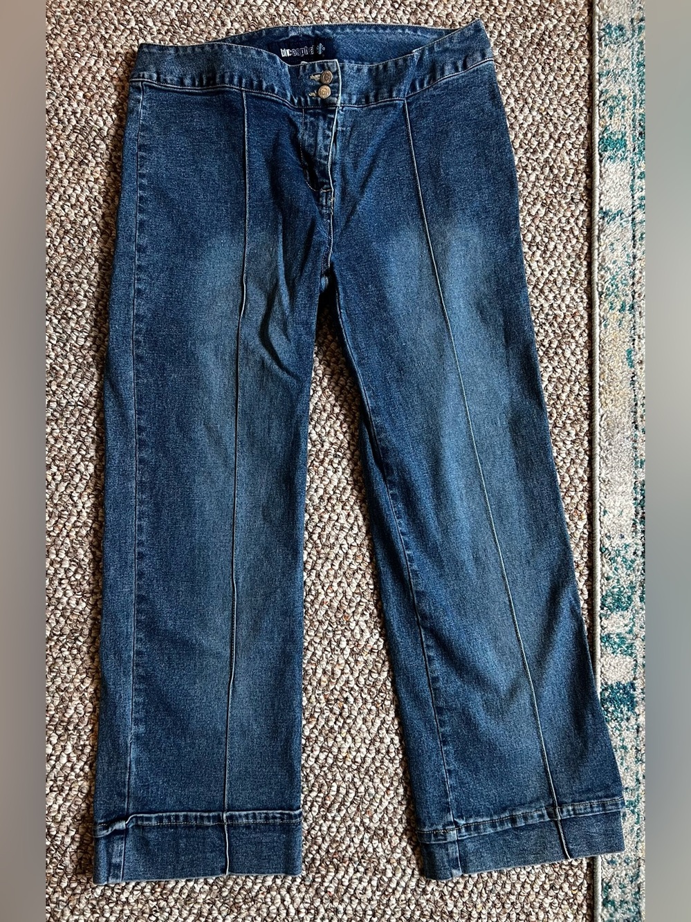 Blue Asphalt Dark Indigo Cropped Straight-Leg Jeans with Center Seams